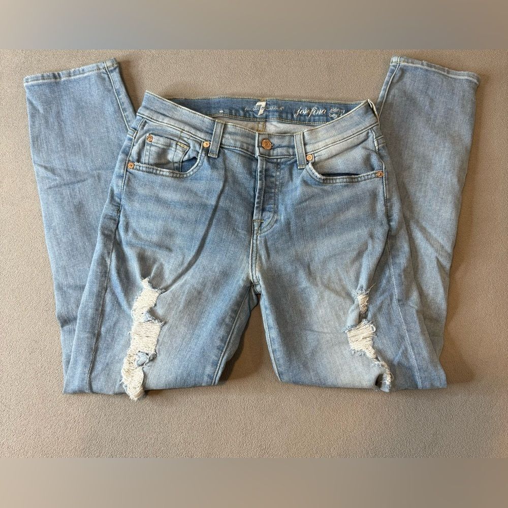 7 for all mankind josefina skinny boyfriend button fly Distressed size 25